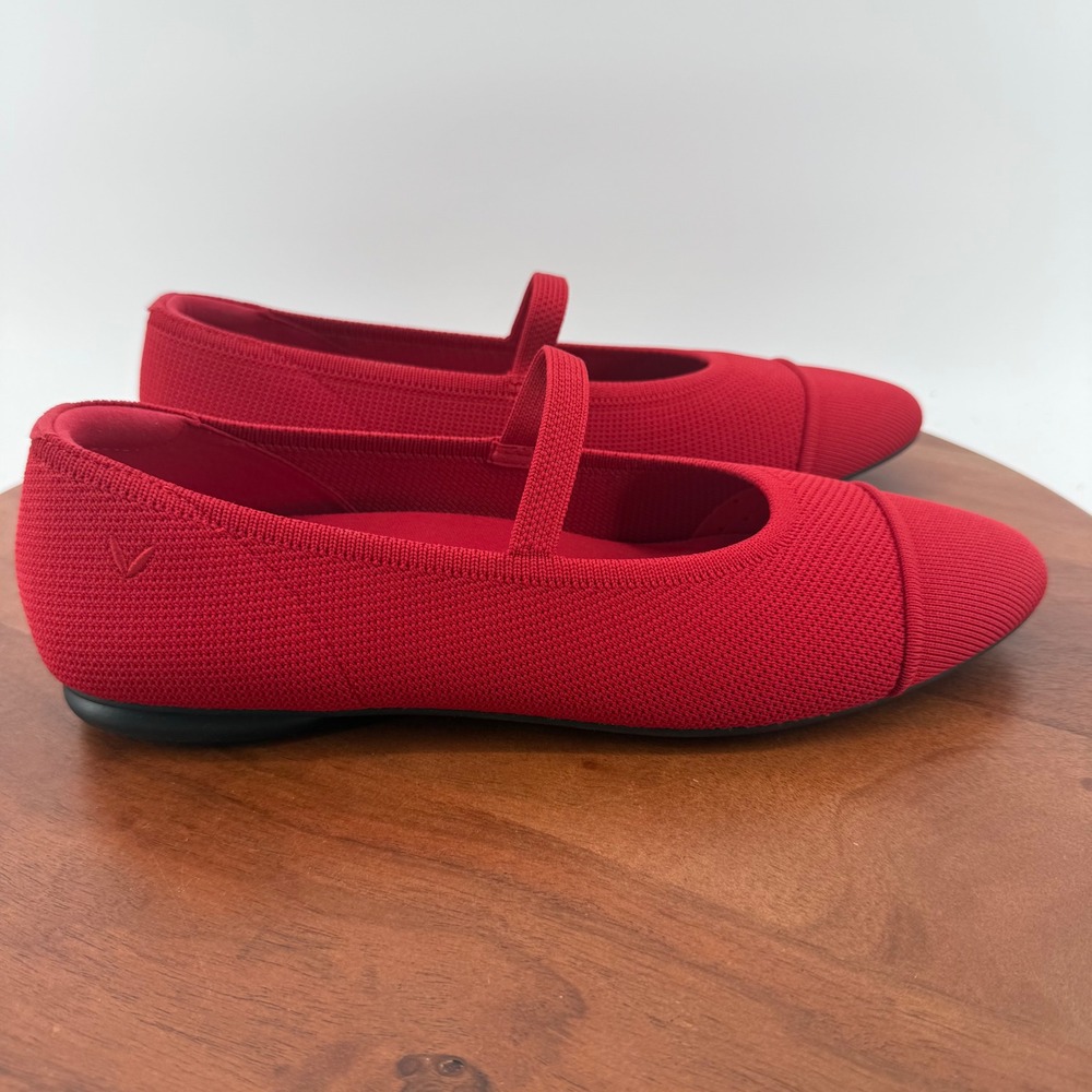 VIVAIA Tamia Mary Jane Ballet Ruby Red Knit Sustainable Cap Toe Flat Women 10